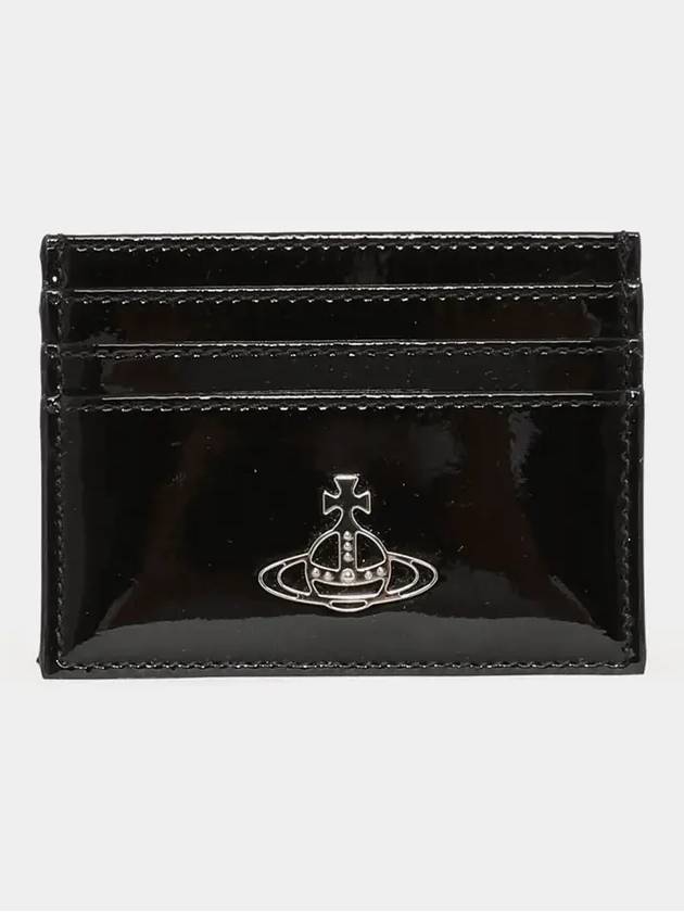 Logo Plaque Leather Card Wallet Black - VIVIENNE WESTWOOD - BALAAN 4