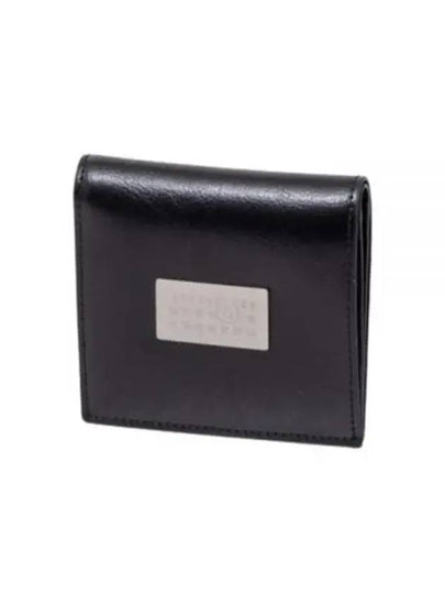 Logo Decorated Leather Half Wallet Black - MAISON MARGIELA - BALAAN 2