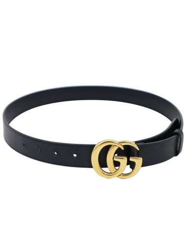 Women s Leather Black Gucci 414516 Gold Plated GG Marmont Thin Belt 80 - GUCCI - BALAAN 1