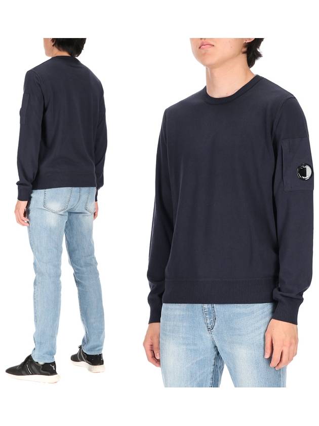 Lens Wappen Cotton Knit Top Navy - CP COMPANY - BALAAN.