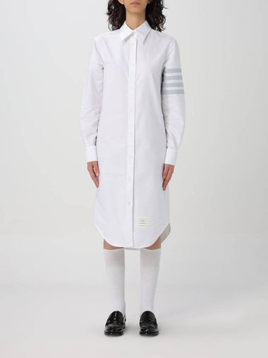 4 Bar Cotton Shirt Dress FDSE28 CF0313 100 - THOM BROWNE - BALAAN 1