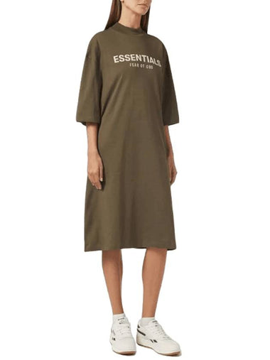 Logo Print Midi Dress Brown - FEAR OF GOD ESSENTIALS - BALAAN 1