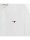 Men's Tricolor Fox Patch Cotton Long Sleeve Shirt White - MAISON KITSUNE - BALAAN 4