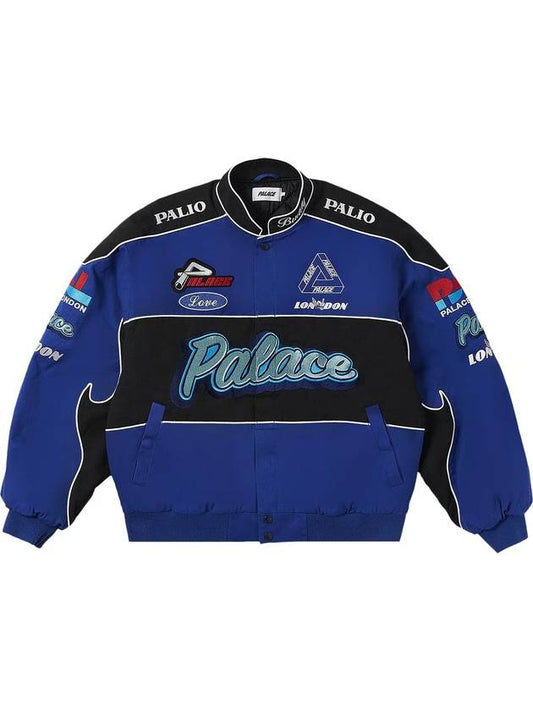 Fast Logo Cotton Bomber Jacket Blue - PALACE - BALAAN.