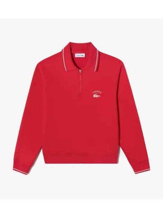 Women s CP Chouli Collar Half Zip Up Dark Red - LACOSTE - BALAAN 1