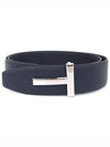 Reversible Icon T Buckle Belt Black Silver - TOM FORD - BALAAN.