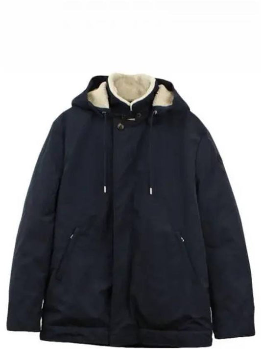 1A00249 57540 742 THEOLIER Logo Patch Hooded Down Jumper Navy Men s Jacket TR 270640 - MONCLER - BALAAN 1