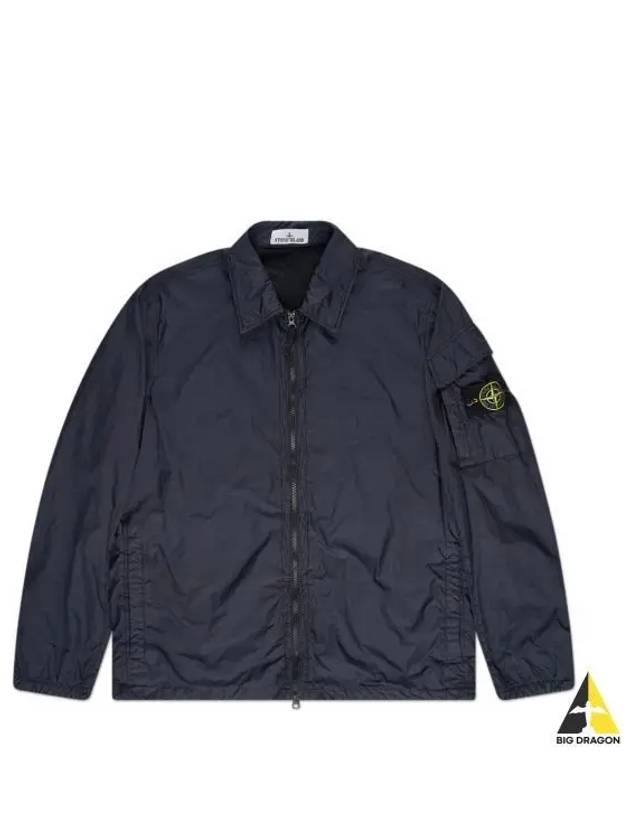 Crinkle Reps Nylon Garment Dyed Overshirt Zip Up Jacket Navy - STONE ISLAND - BALAAN 2