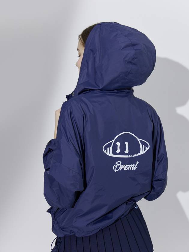 Logo Big Pocket Hooded Windbreaker Navy - BREMI - BALAAN 1