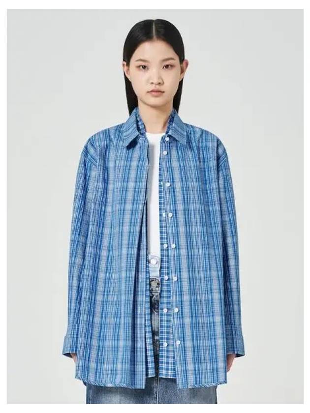 Double layered overfit check shirt blue domestic product GM0023121371605 - JUUN.J - BALAAN 1