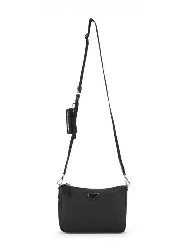 Triangle Logo Saffiano Leather Cross Bag Black - PRADA - BALAAN 4