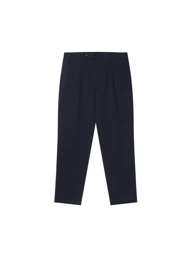 Tapered one tuck cotton straight pants navy - SOLEW - BALAAN 1