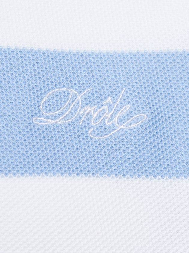 Light Blue And White Striped Polo Shirt With Logo Embroidery In Cotton Man - DROLE DE MONSIEUR - BALAAN 3