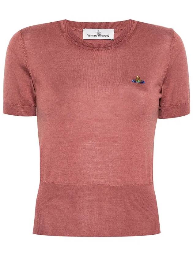 ORB Logo Short Sleeve Knit Top Lipstick - VIVIENNE WESTWOOD - BALAAN 3