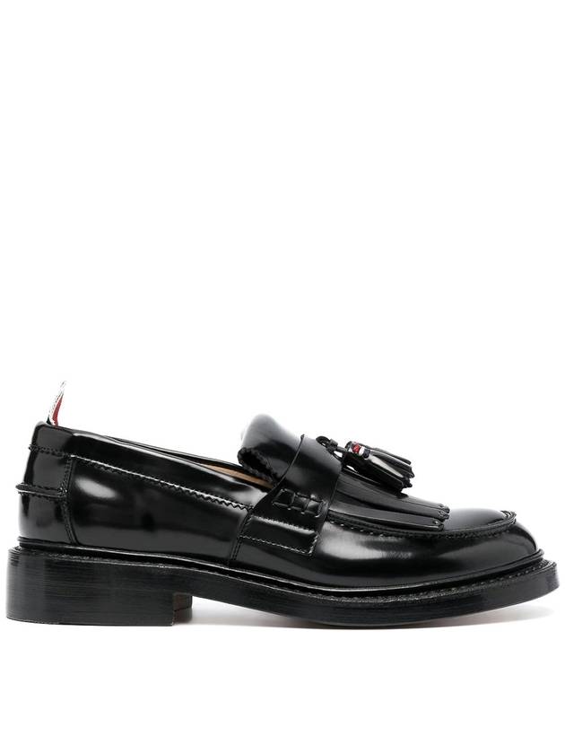 Tassel Trimmed Patent Calf Leather Loafers Black - THOM BROWNE - BALAAN 3