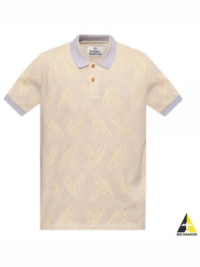 Men's Classic Striped Collar Short Sleeve Polo Shirt Beige - VIVIENNE WESTWOOD - BALAAN 2