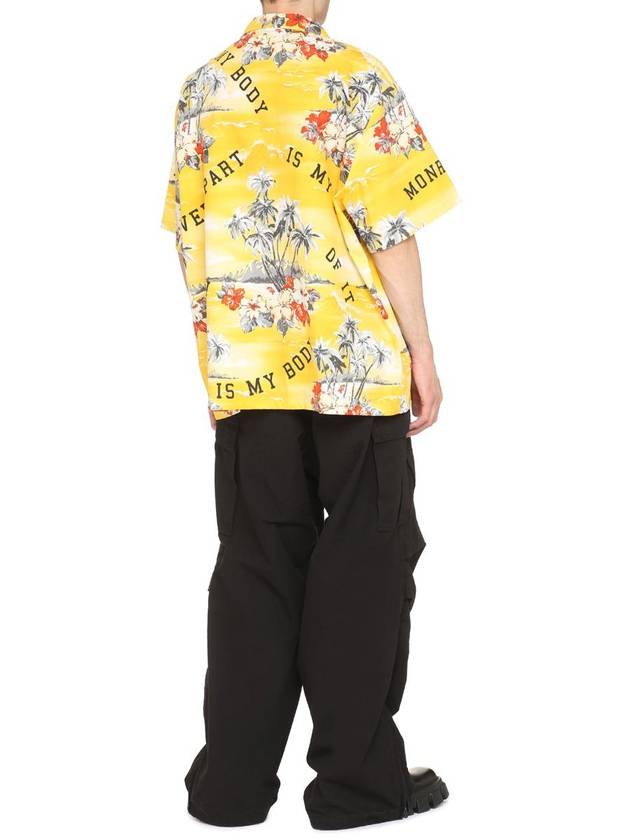 printed poplin oversized short sleeve shirt yellow - GUCCI - BALAAN 5