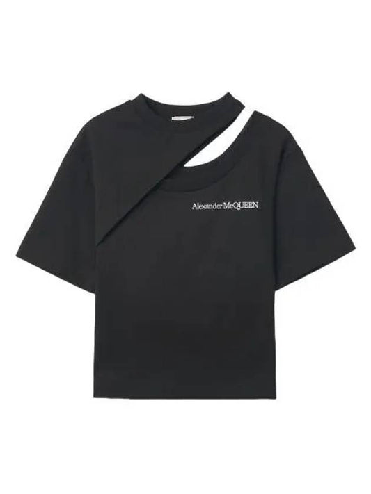 cut out short sleeve t shirt black - ALEXANDER MCQUEEN - BALAAN 1