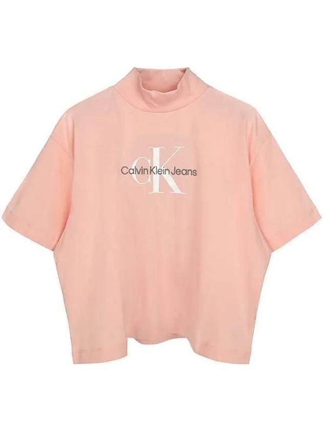 Monologo High Neck Short Sleeve T-Shirt Blossom - CALVIN KLEIN - BALAAN 2