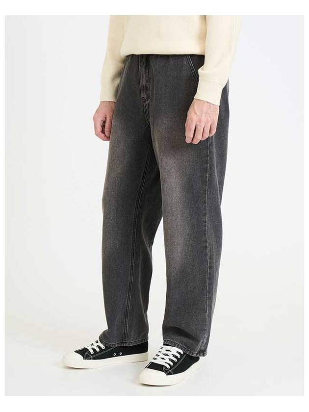 Wide fit banding denim pants WASHED GRAY - BLACKBROWN - BALAAN 2