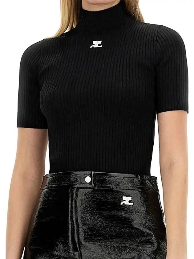 Reedition Knit Short Sleeve Turtle Neck Black - COURREGES - BALAAN 4