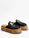 Kate Logo Leather Raffia Bloafer Black - TOD'S - BALAAN 5