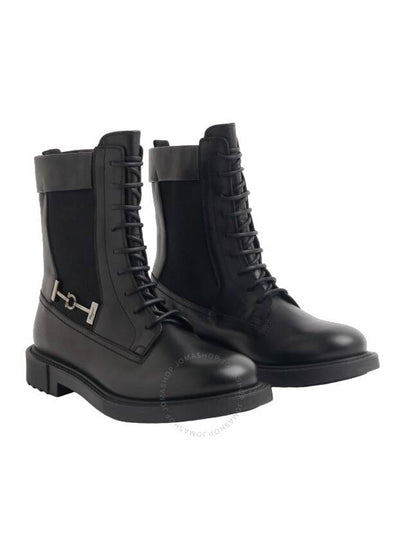 Salvatore Ferragamo Men's Black Leather Combat Boots, Size 8.5 - SALVATORE FERRAGAMO - BALAAN 2