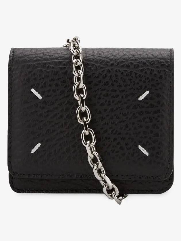 Embroidery Logo Chain Cald Wallet Black - MAISON MARGIELA - BALAAN 3