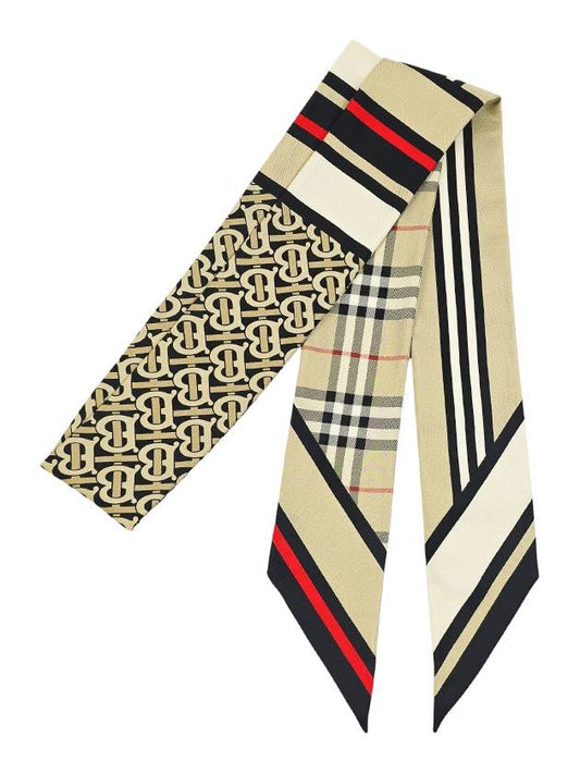 Montage Print Silk Skinny Scarf Archive Beige - BURBERRY - BALAAN 2