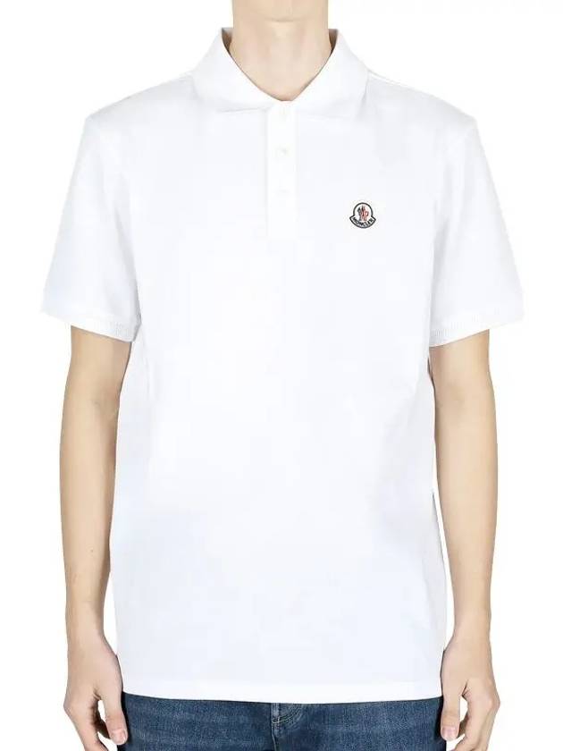 Logo Patch Short Sleeve Polo Shirt White - MONCLER - BALAAN 3