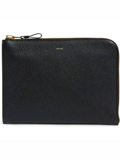 Berkeley Logo Leather Clutch Bag Black - TOM FORD - BALAAN 2