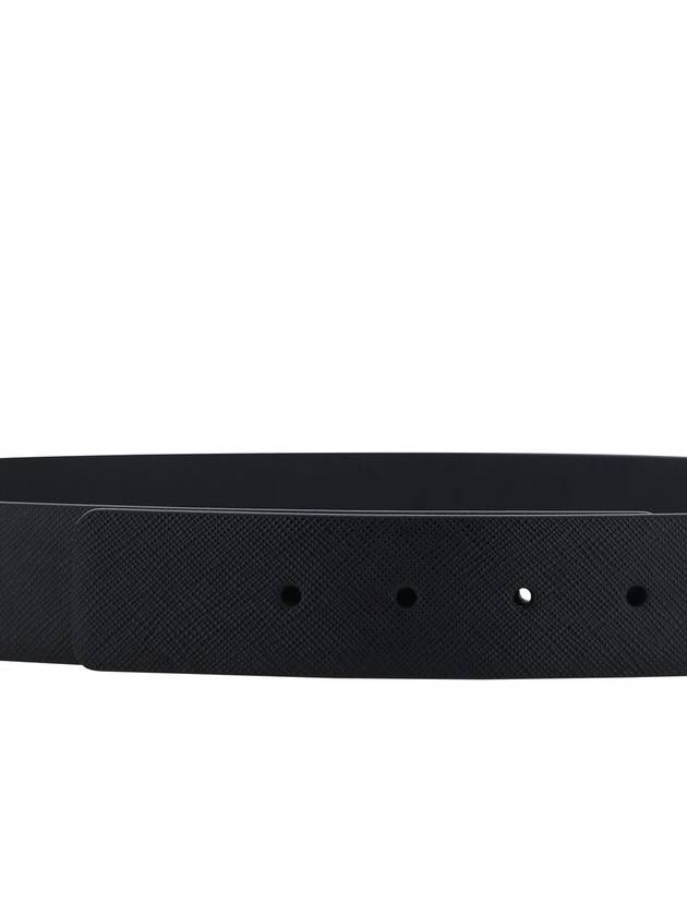 Reversible Saffiano Leather Belt Black - PRADA - BALAAN 4