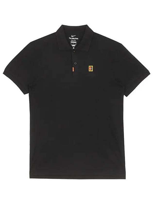 Court Dri Fit Heritage Slim Fit Tennis Polo Shirt Black - NIKE - BALAAN 3