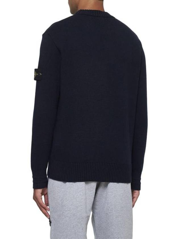 Round Neck Wappen Organic Knit Top Navy - STONE ISLAND - BALAAN 5