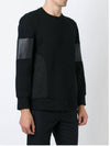 Men's Biker Leather Mix Neoprene Sweatshirt Black - NEIL BARRETT - BALAAN 3