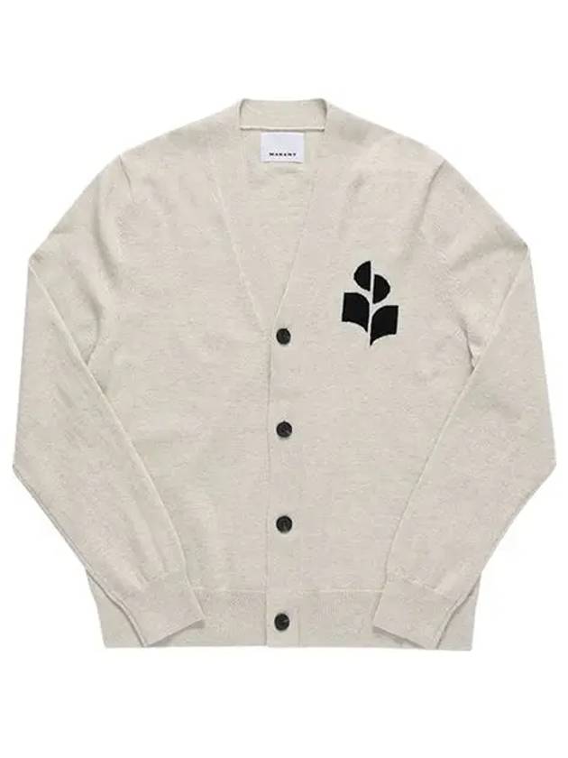 Men's Logo Intarsia Cardigan Beige - ISABEL MARANT - BALAAN 6