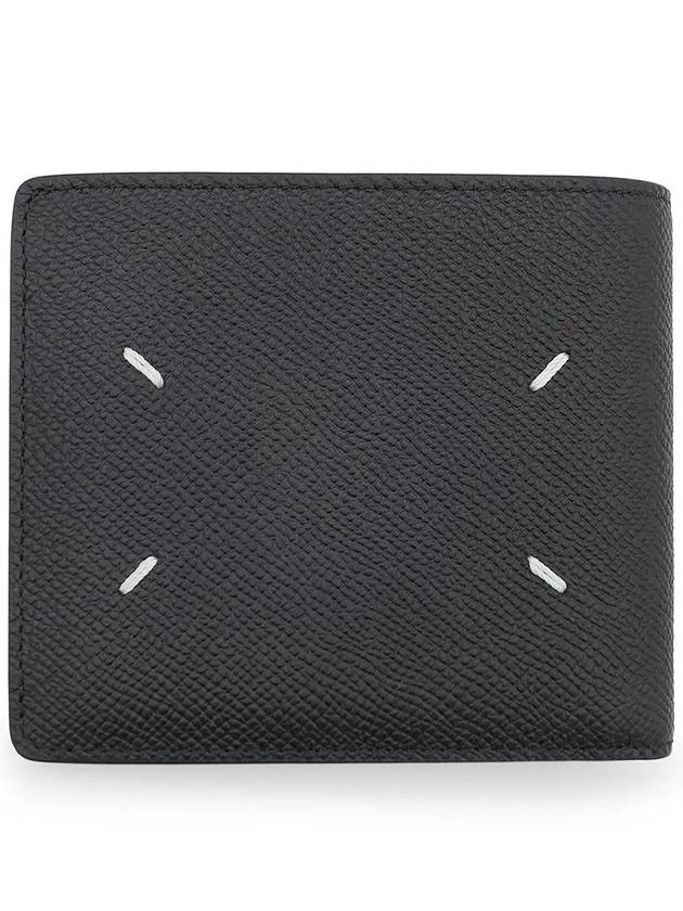 Stitched Bifold Leather Half Wallet Black - MAISON MARGIELA - BALAAN 2