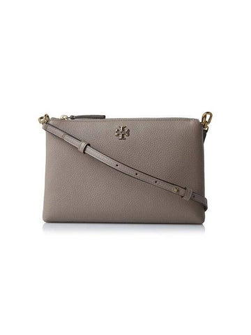 Mercer Pebbled Zip Cross Bag Grey - TORY BURCH - BALAAN 1