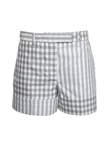 Gingham Check Double Face Poplin Shorts Medium Grey - THOM BROWNE - BALAAN 1