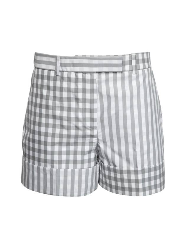 Gingham Check Double Face Poplin Shorts Medium Grey - THOM BROWNE - BALAAN 2