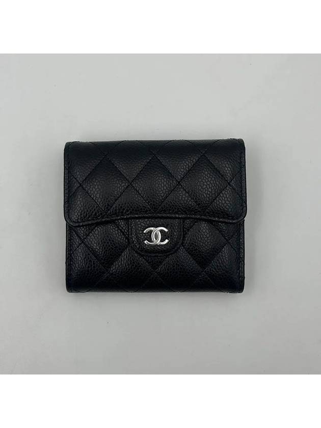 Classic Small Flap Wallet Grained Calfskin Silver Metal Black AP0231 - CHANEL - BALAAN 2