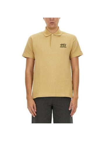 Embroidered Logo Short Sleeve Polo Shirt Beige - BURBERRY - BALAAN 1