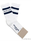 Distressed Finish Blue Stripe Logo Socks White - GOLDEN GOOSE - BALAAN.