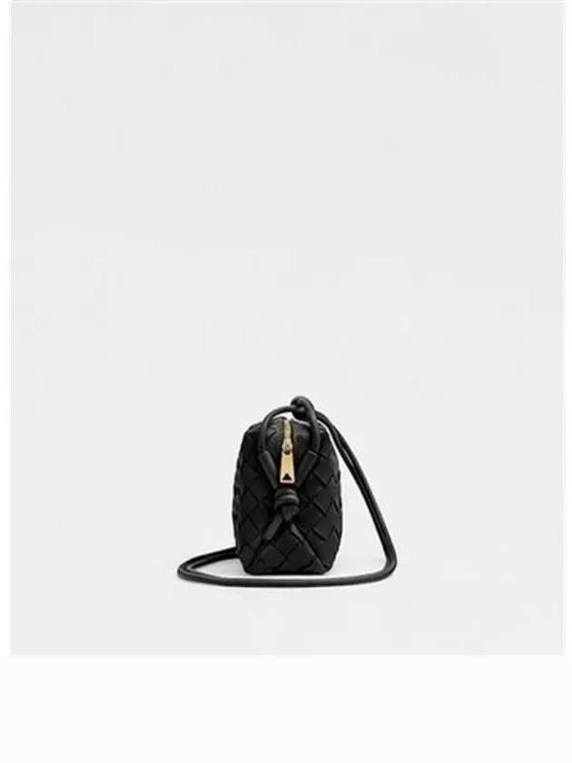 Intrecciato Loop Small Leather Cross Bag Black - BOTTEGA VENETA - BALAAN 3