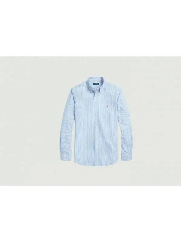 Embroidery Logo Striped Long Sleeve Shirt Light Blue - POLO RALPH LAUREN - BALAAN 2