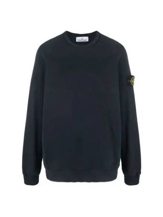 Brushed Cotton Fleece Garment Dyed Crewneck Sweatshirt Navy - STONE ISLAND - BALAAN 2