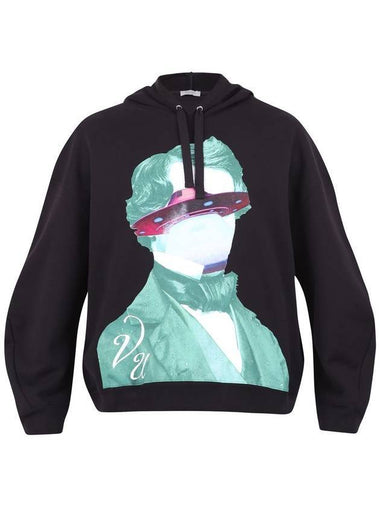 V Print Hoodie Black - VALENTINO - BALAAN 1