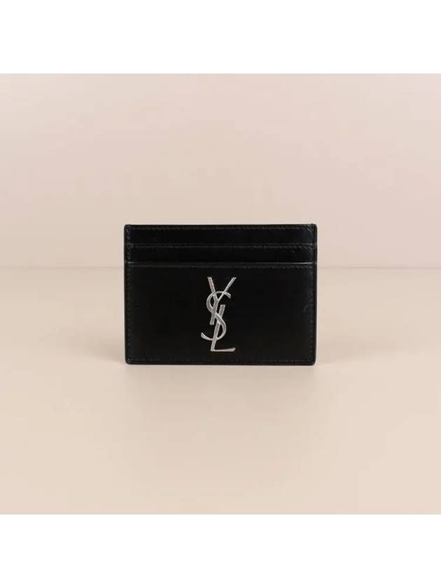 Monogram Card Case in Smooth Leather Black - SAINT LAURENT - BALAAN 4