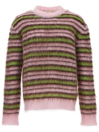 Women's Striped Mohair Crew Neck Knit Top Pink - MARNI - BALAAN 2