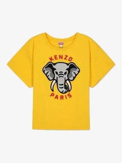 Elephant Cotton Short Sleeve T-Shirt Yellow - KENZO - BALAAN 2